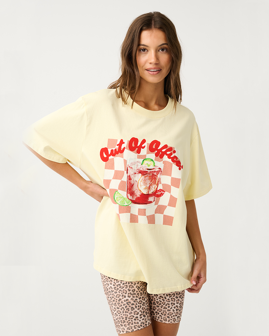 Out Of Office Tee Vintage Wash Lemon
