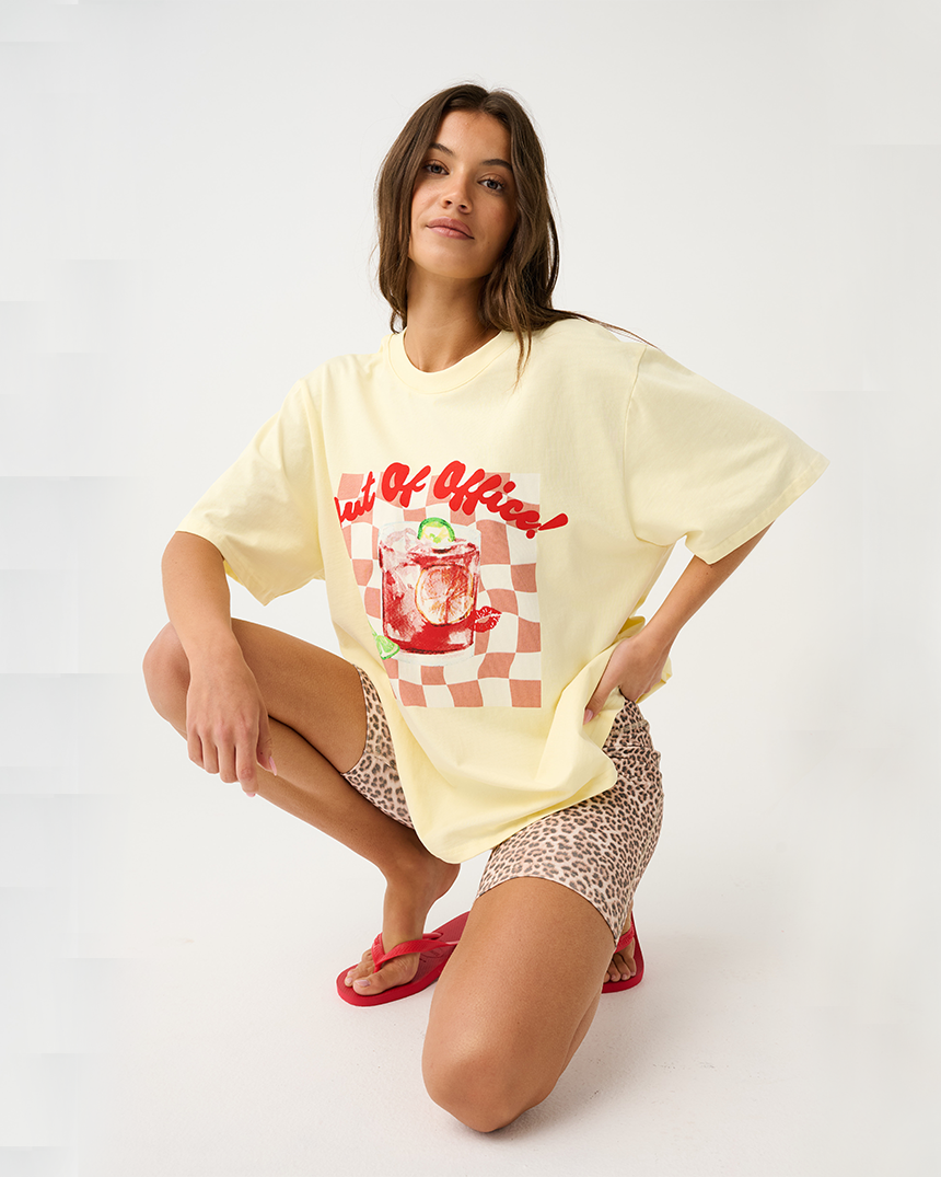 Out Of Office Tee Vintage Wash Lemon