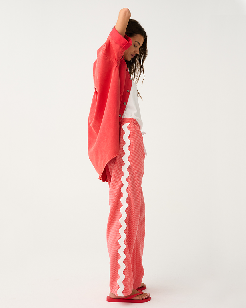 Blair Beach Pant Coral Gingham