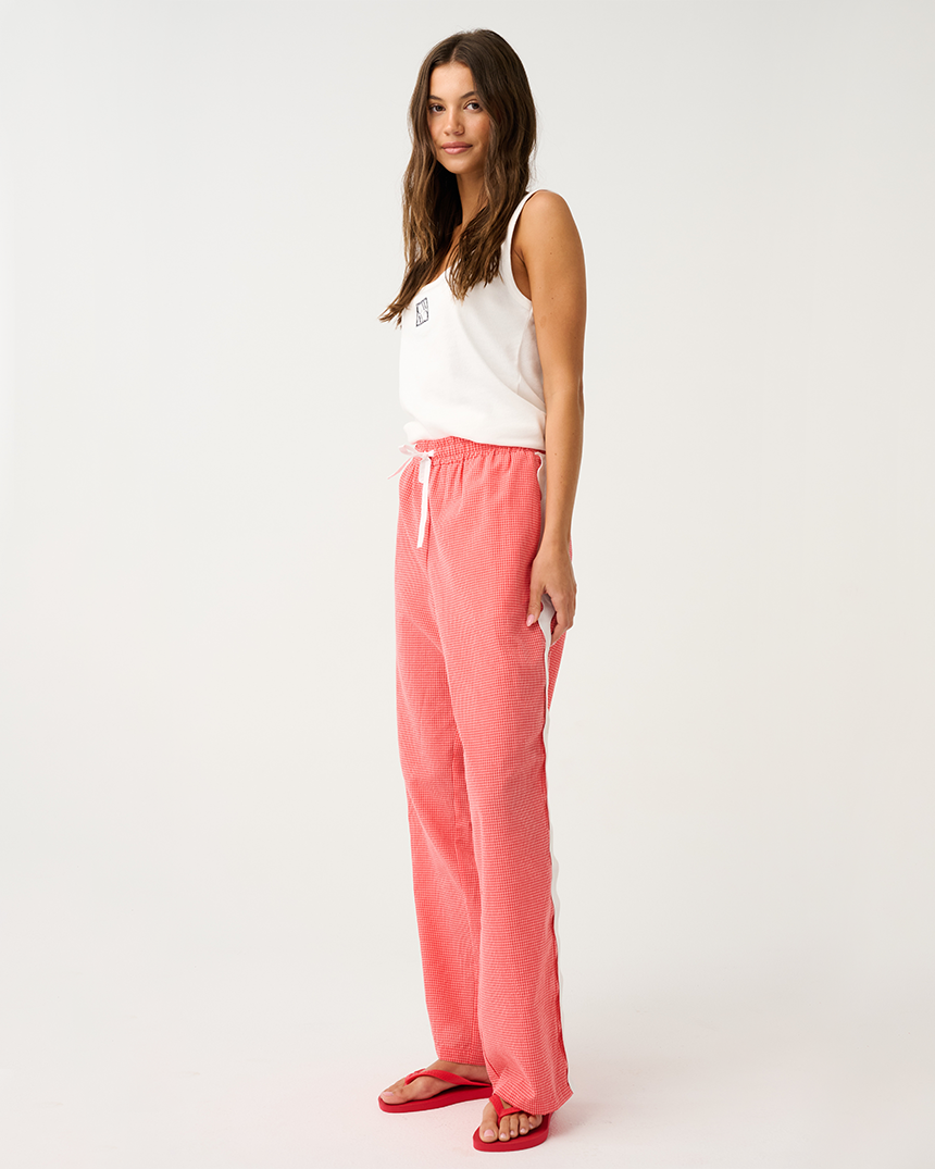 Blair Beach Pant Coral Gingham