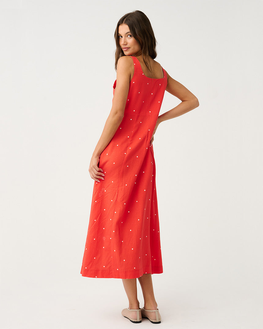 Constance Midi Dress Mandarin Spot