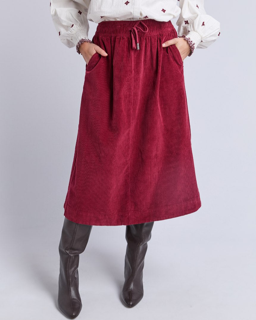 Winnie Cord Skirt Maroon