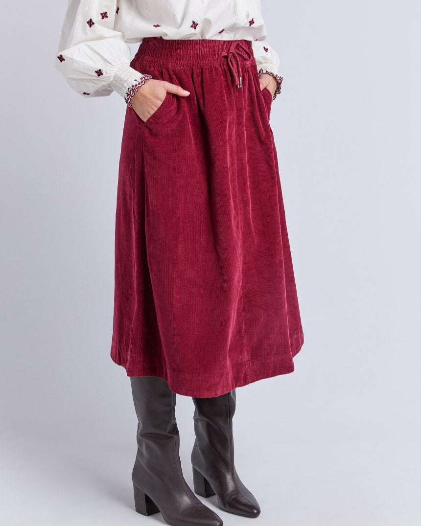 Winnie Cord Skirt Maroon