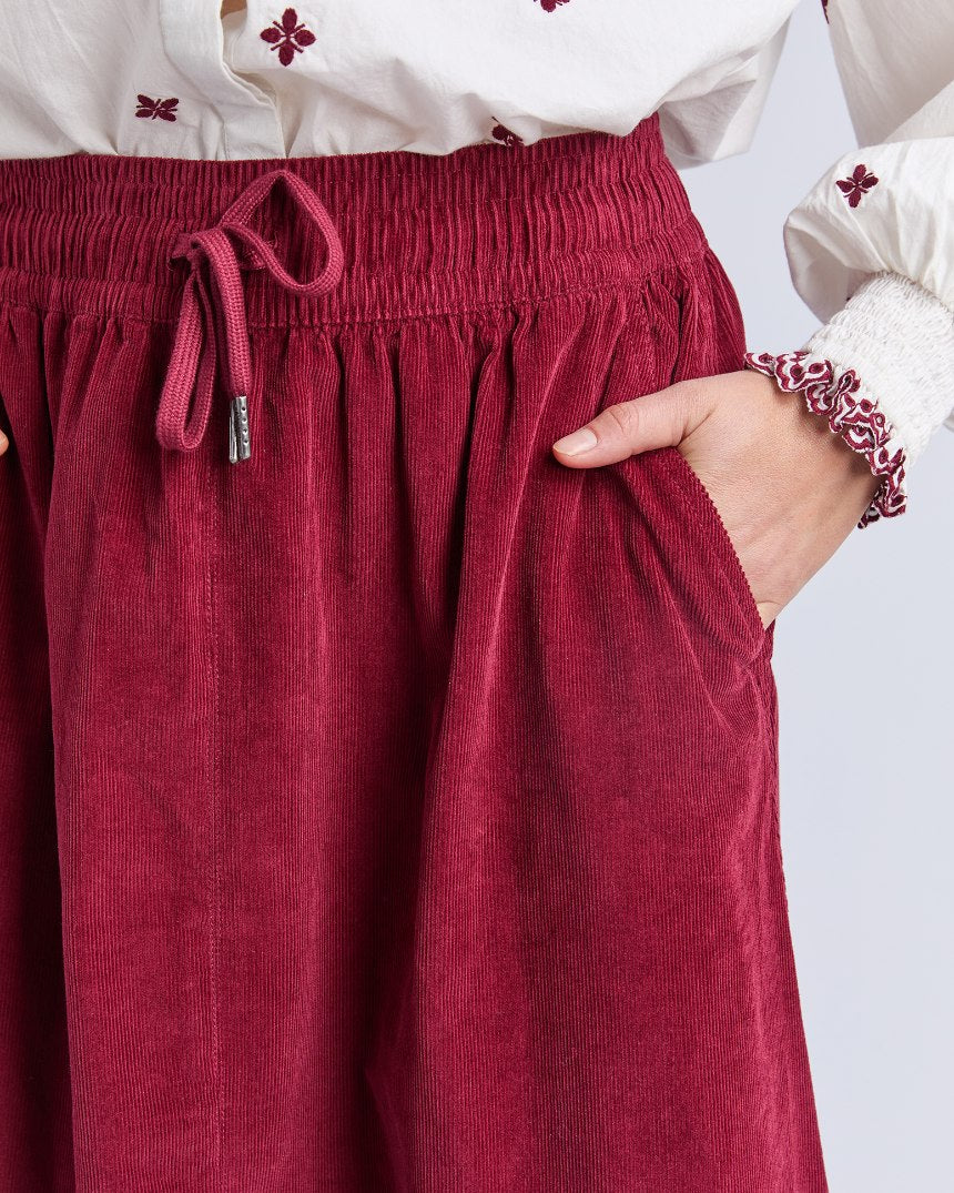 Winnie Cord Skirt Maroon