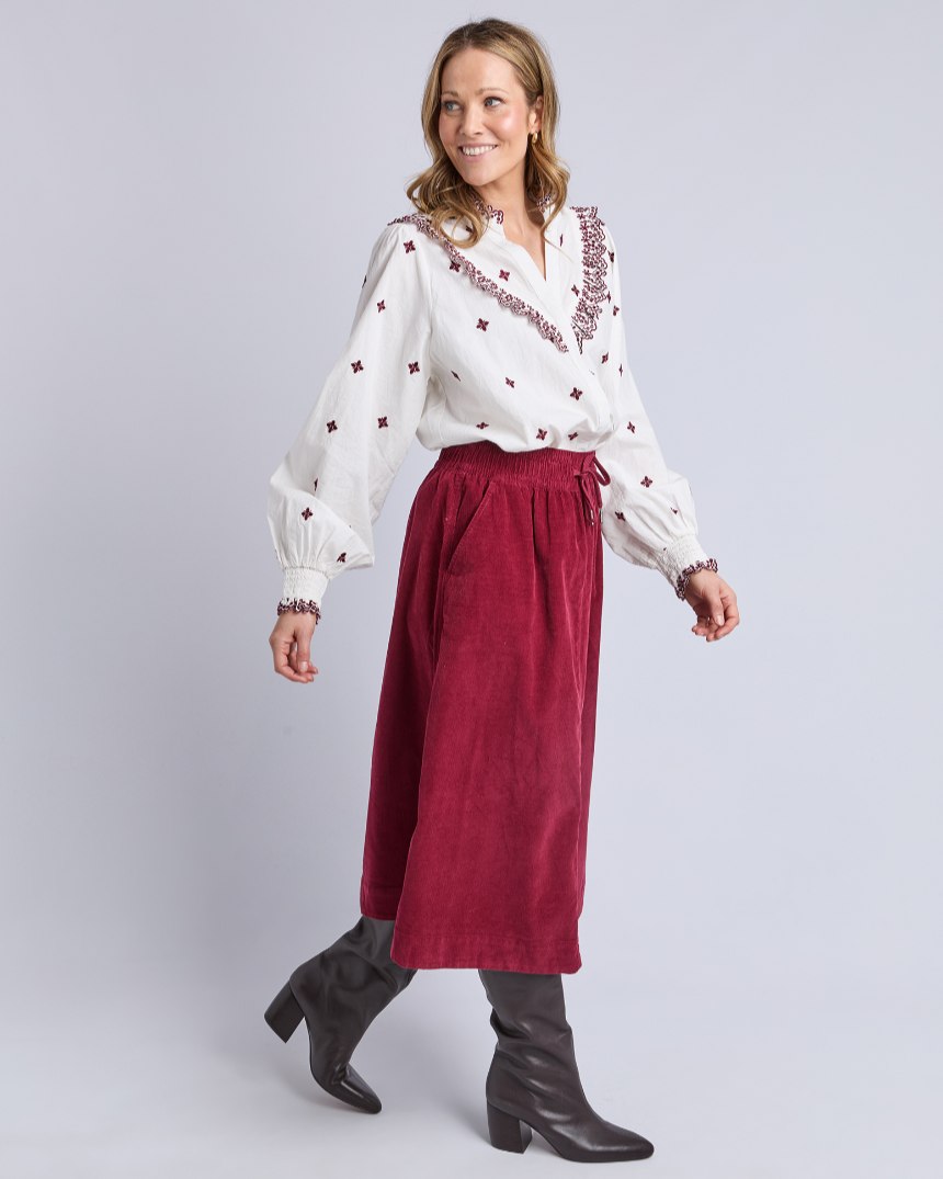 Winnie Cord Skirt Maroon