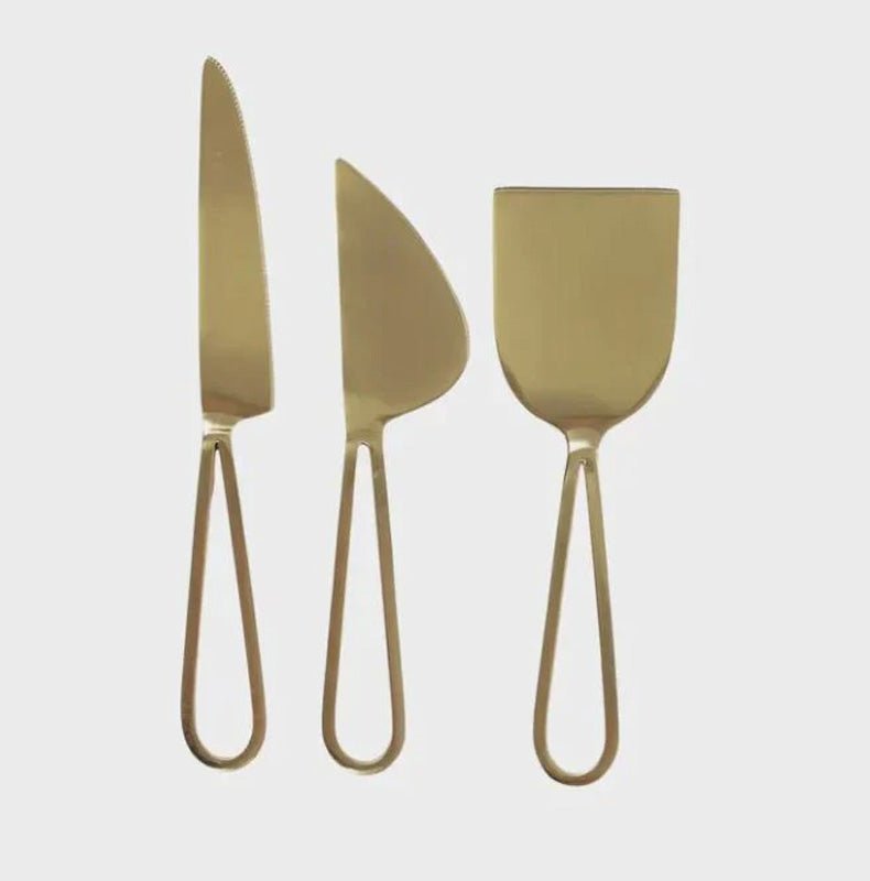 Find Auric Set of 3 Cheese Knives Gold - Coast to Coast at Bungalow Trading Co.