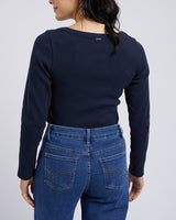 Find Crystal L/S Rib Tee Navy - Elm at Bungalow Trading Co.