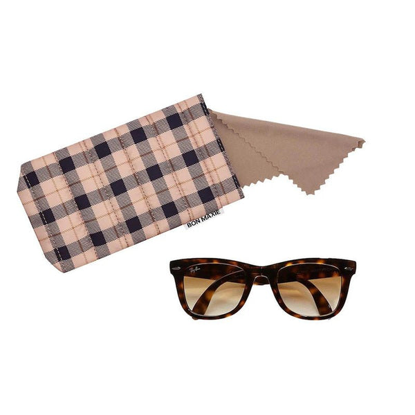 Find Easy-Squeezy Glasses Case Tan Tartan - Bon Maxie at Bungalow Trading Co.