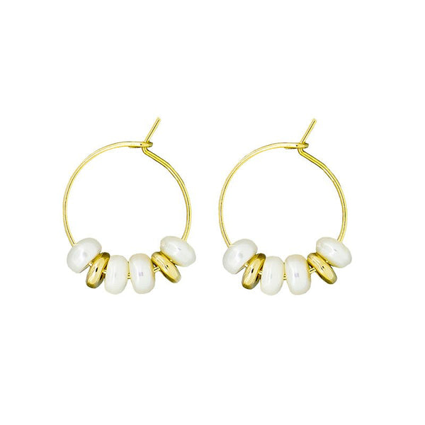 Find Gold & Pearl Ibiza Hoop Earring - Tiger Tree at Bungalow Trading Co.