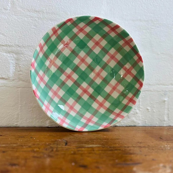 Find Green and Pink Gingham Salad Bowl - Noss at Bungalow Trading Co.