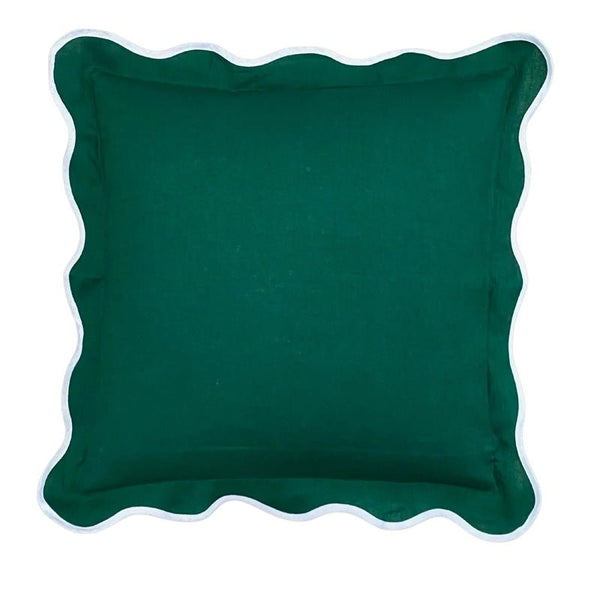 Find Green Squiggle Linen Cushion - Luxe & Beau at Bungalow Trading Co.