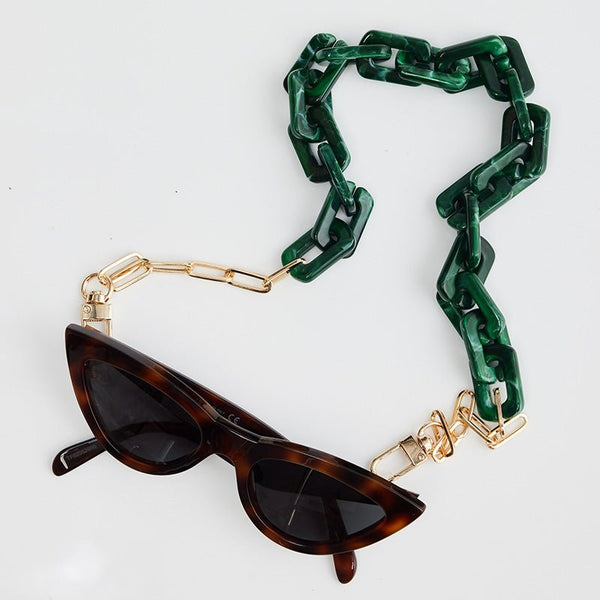 Find Naomi Sunglasses Chain Green Marble - Holiday Trading at Bungalow Trading Co.