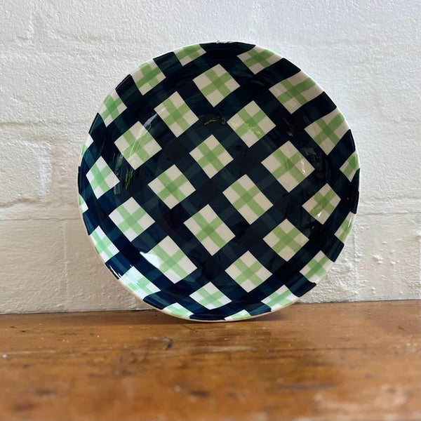 Find Navy and Green Gingham Salad Bowl - Noss at Bungalow Trading Co.