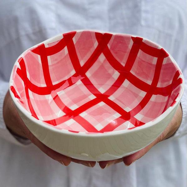 Find Pink and Red Gingham Bowl Small - Noss at Bungalow Trading Co.