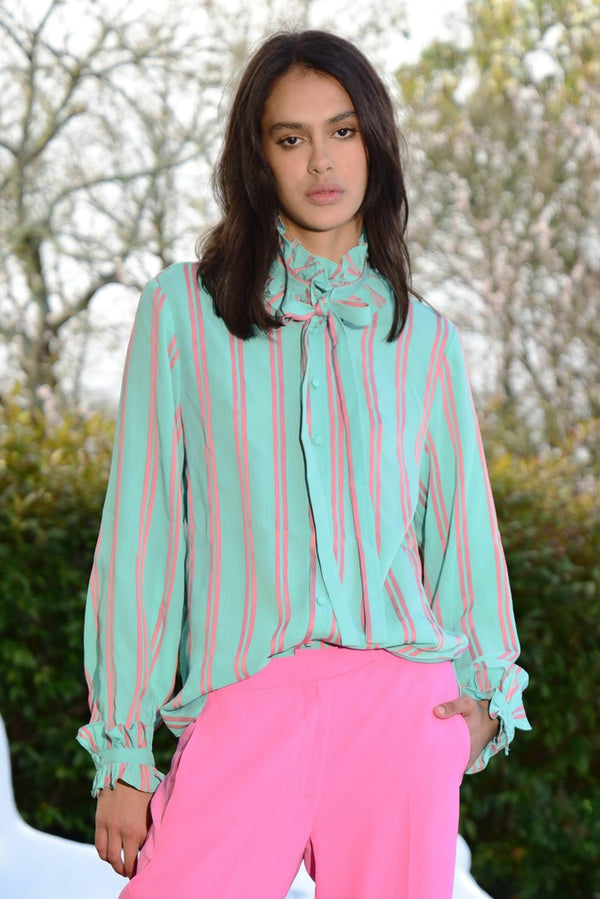 Find Pretty Tied Up Blouse Mint & Pink - Coop by Trelise Cooper at Bungalow Trading Co.