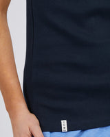 Find Rib Crew Tank Navy - Elm at Bungalow Trading Co.