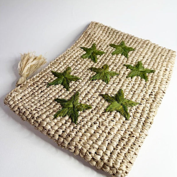 Find Star Raffia Clutch Khaki - Moose and Meg at Bungalow Trading Co.