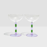 Find Stripe Coupe Glasses Lilac + Green - Fazeek at Bungalow Trading Co.