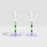 Find Stripe Martini Glasses Lilac + Green - Fazeek at Bungalow Trading Co.