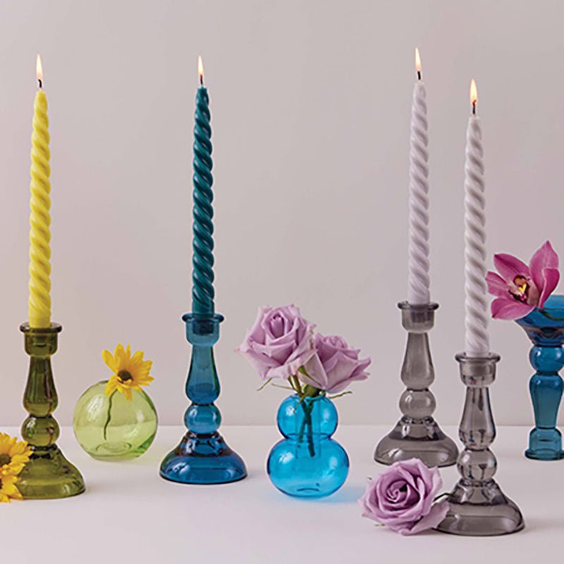 Find Tall Green Glass Candle Holder - Paddywax at Bungalow Trading Co.