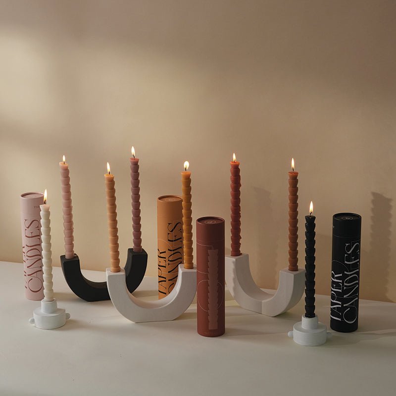 Find Taper Candle Black + White Set of 4 - Paddywax at Bungalow Trading Co.