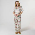 Pretty Pansy Satin Pyjamas Short Sleeve + Pants