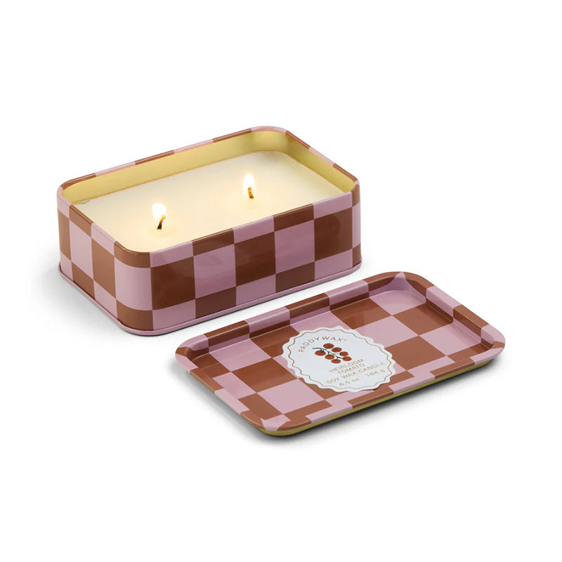 A Dopo Printed Tin Candle Tomato Vine