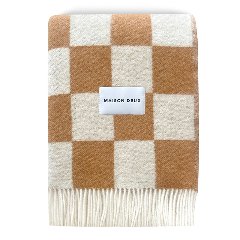 Checkerboard Blanket Terra White