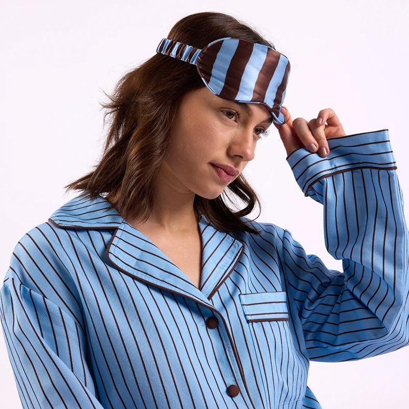 Silk Eye Mask Iced Choc Stripes