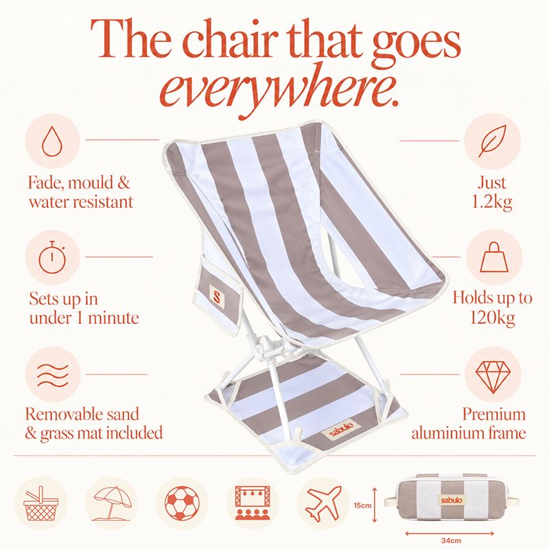 Sabulo Beach Chair Mocha Stripe