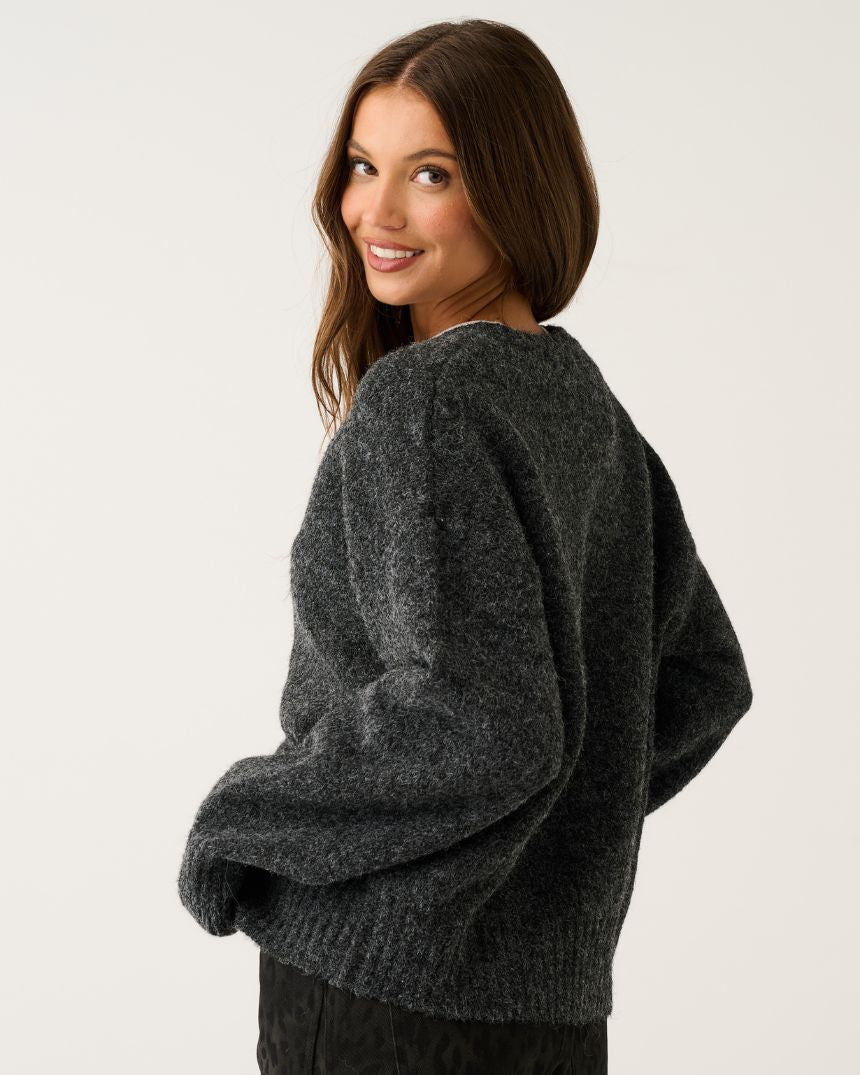 Aurora Knit Cardigan Charcoal