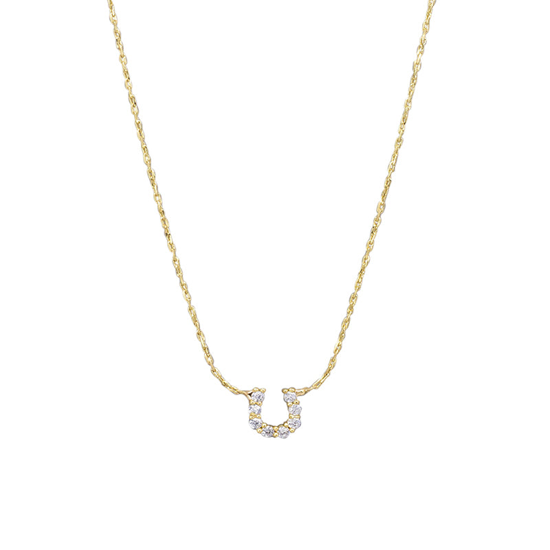 Crystal Horse Shoe Necklace Gold
