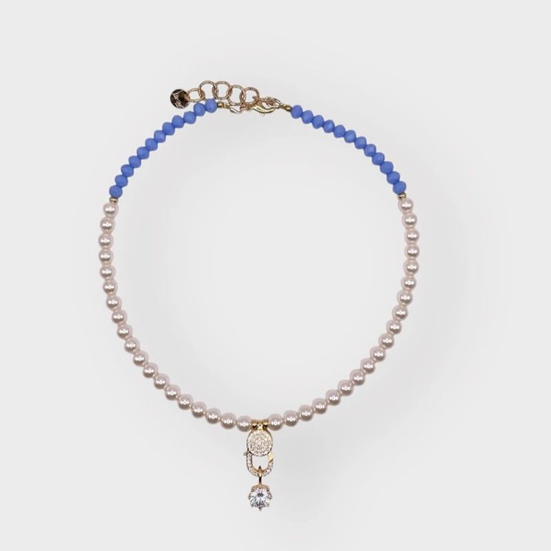 Locker Pearl Necklace Blue