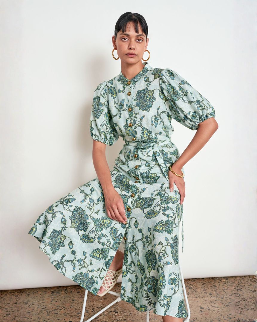 Cascade Dress Fern Paisley
