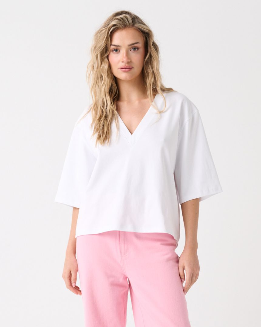 Mya V-Neck Tee White