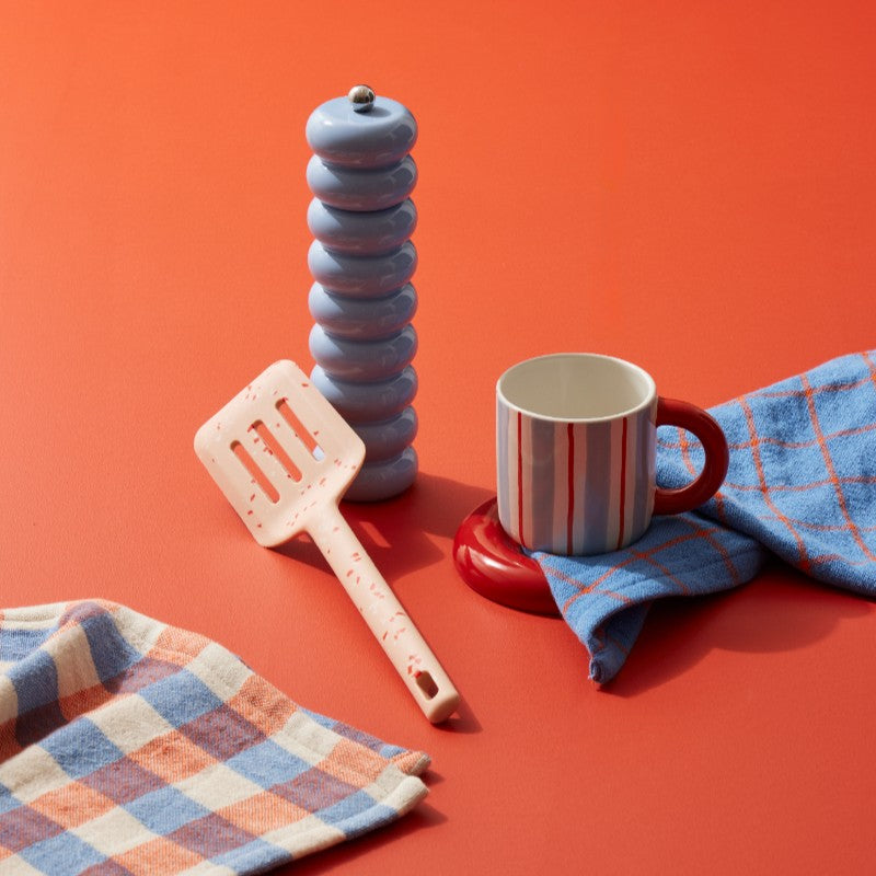 Candy Stripe Cup & Saucer Sky/Tomato