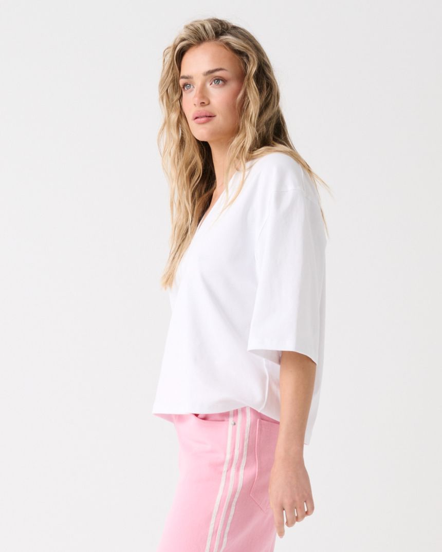 Mya V-Neck Tee White