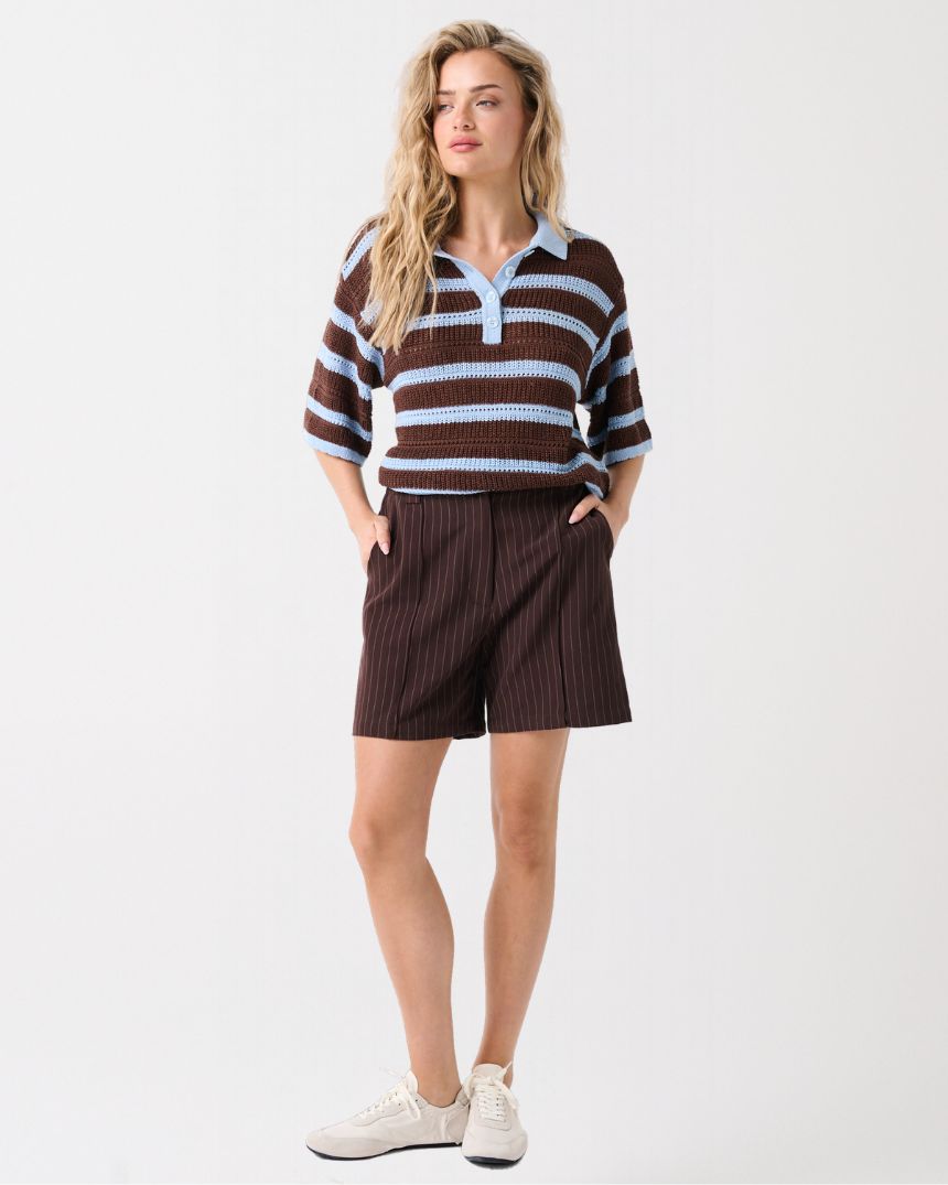 Skye Short Brunette Pinstripe