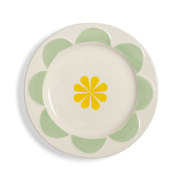 Folk Plate Pale Green Rim