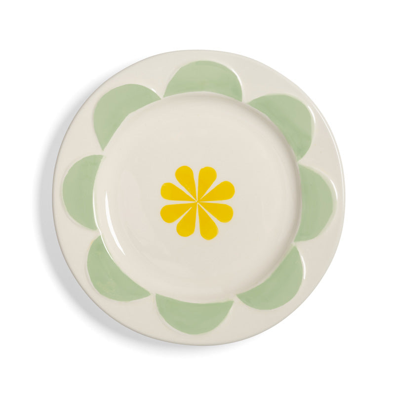 Folk Plate Pale Green Rim