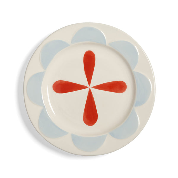 Folk Plate Pale Blue Rim