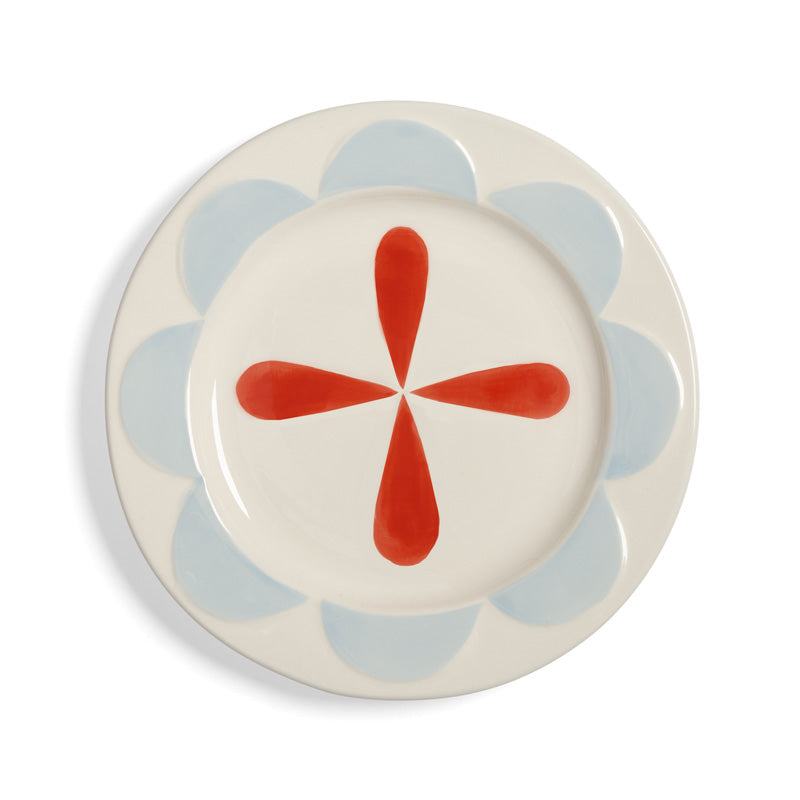 Folk Plate Pale Blue Rim