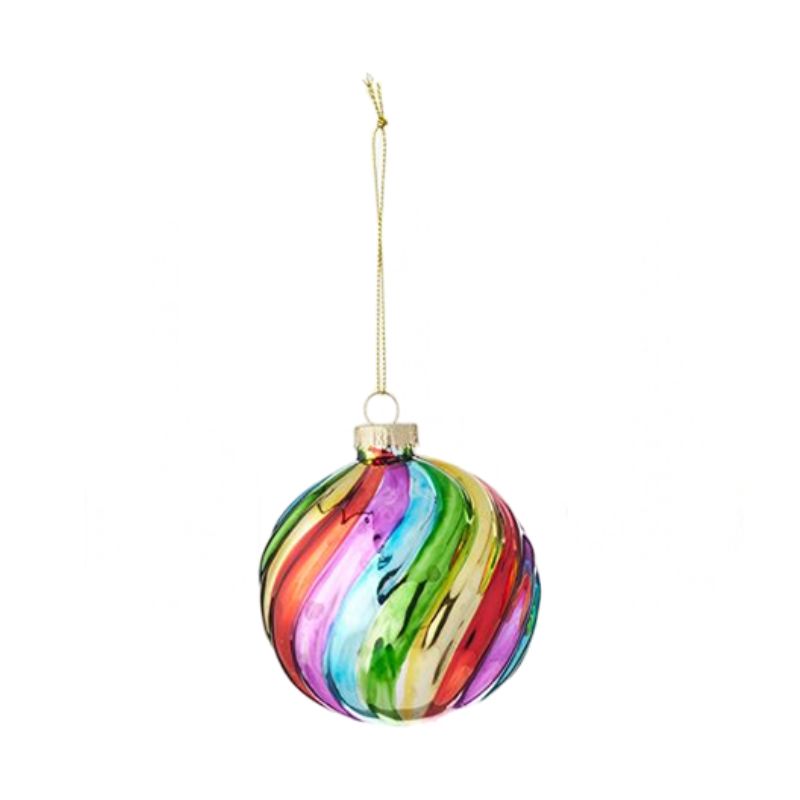 Rainbow Glass Bauble Swirl Decoration