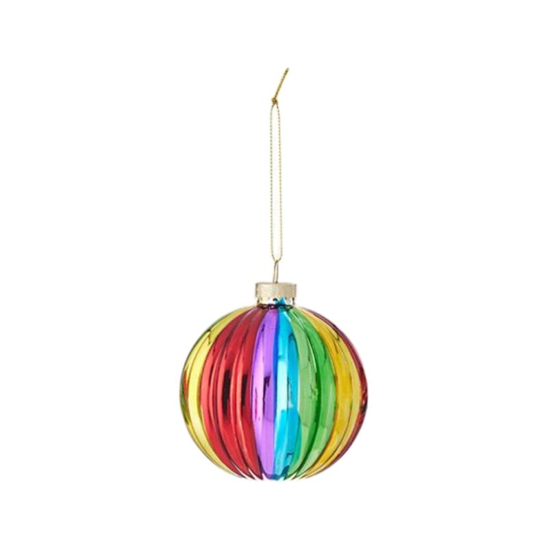 Rainbow Glass Bauble Stripe Decoration