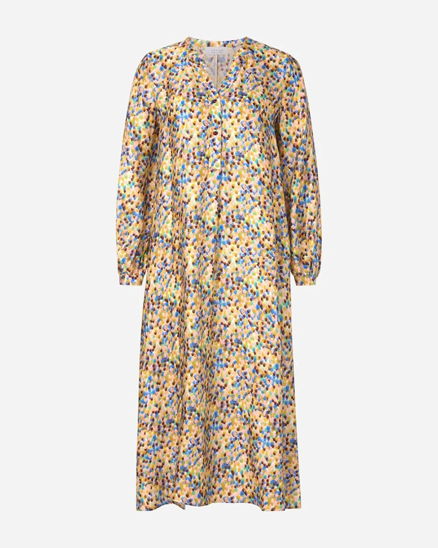 Ruby Glow Printed V Neck Dress