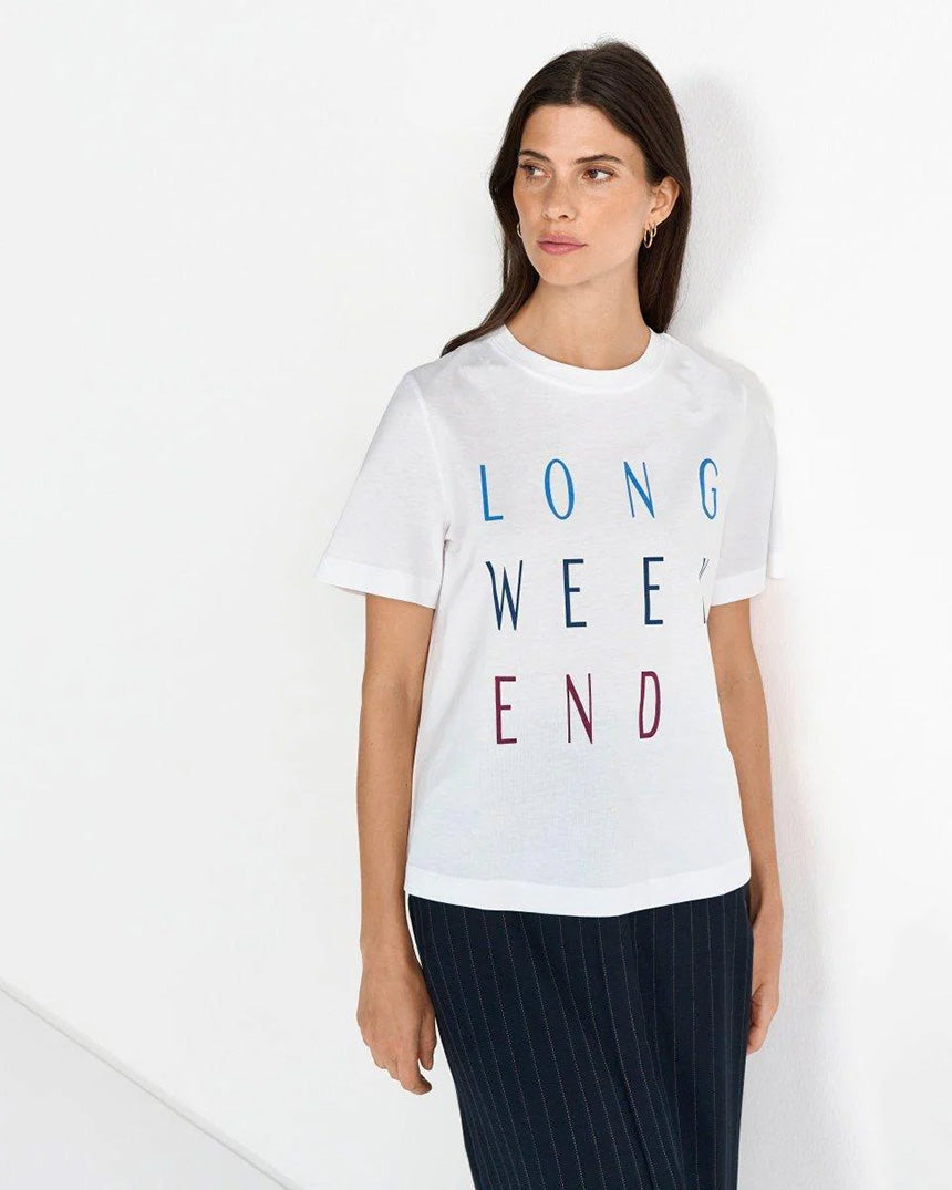Elegant Fit T-Shirt Long Weekend White