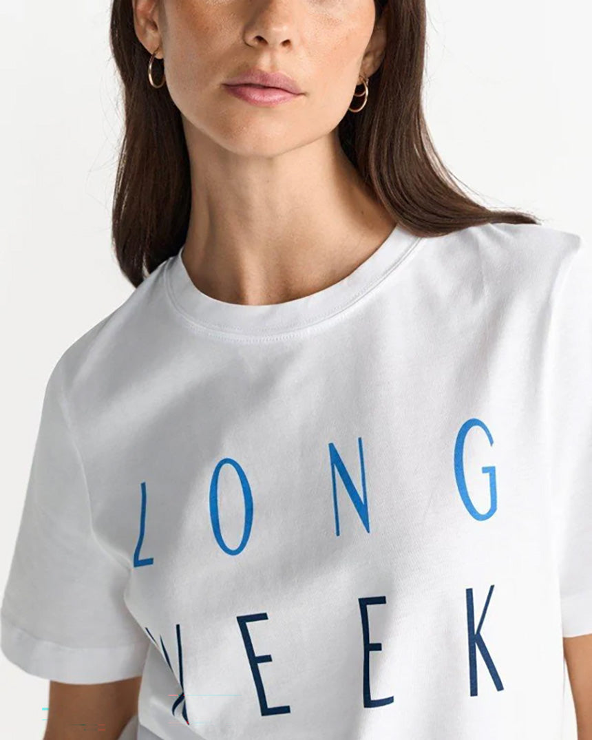 Elegant Fit T-Shirt Long Weekend White