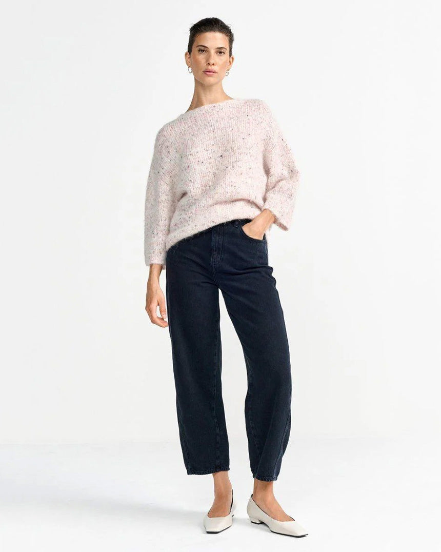 Seamless Neps Yarn Crew Pearl White