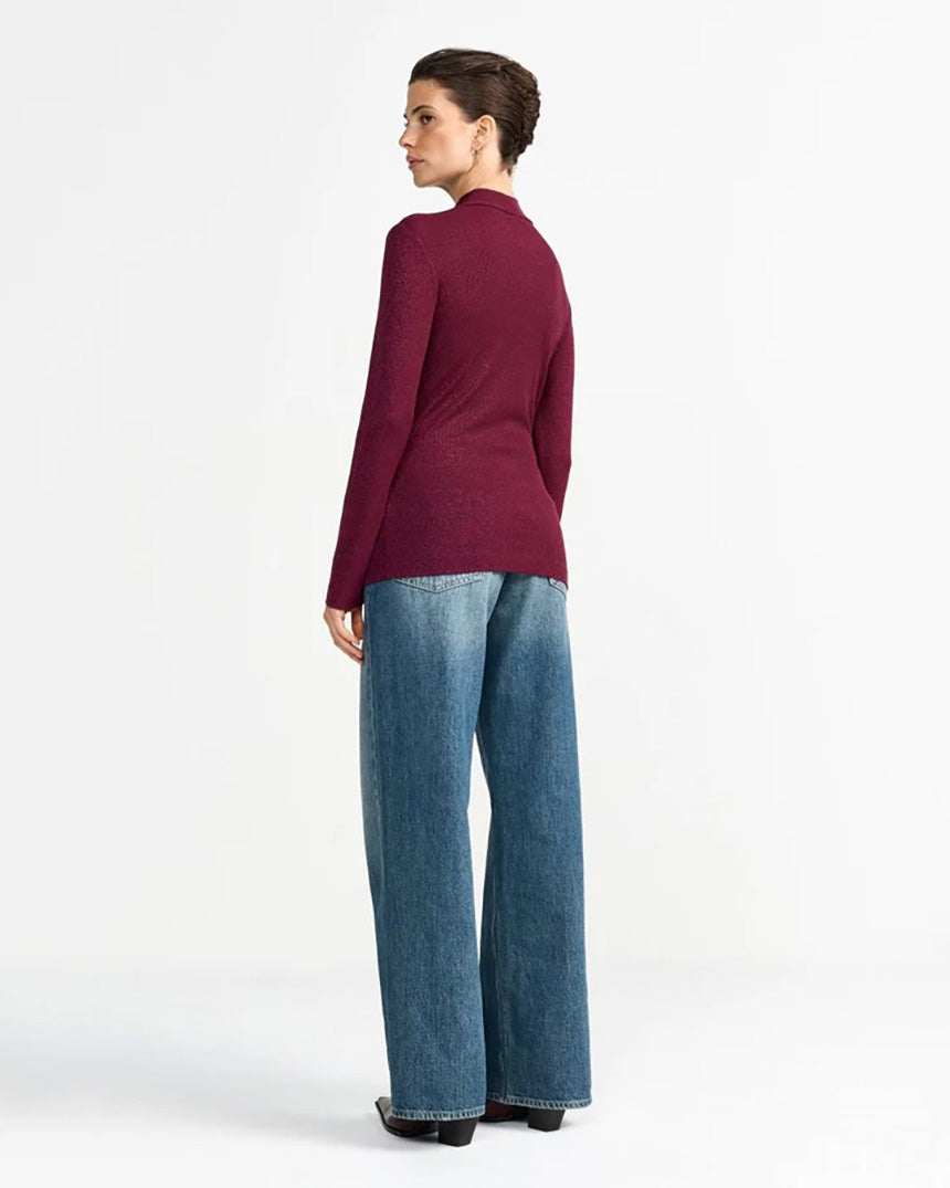 Glam Rib Turtle Longsleeve Top Ruby