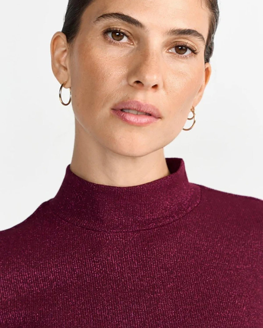 Glam Rib Turtle Longsleeve Top Ruby